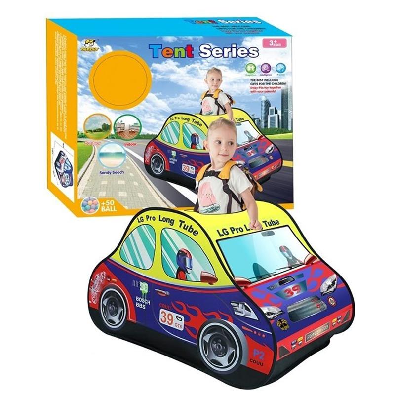 بيبي سيت - خيمة لعب قابلة للطي بتصميم سيارة لون أزرق وأصفر مع 50 كرة