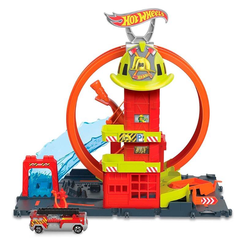 Hot Wheels City Super Loop Fire Station Playset