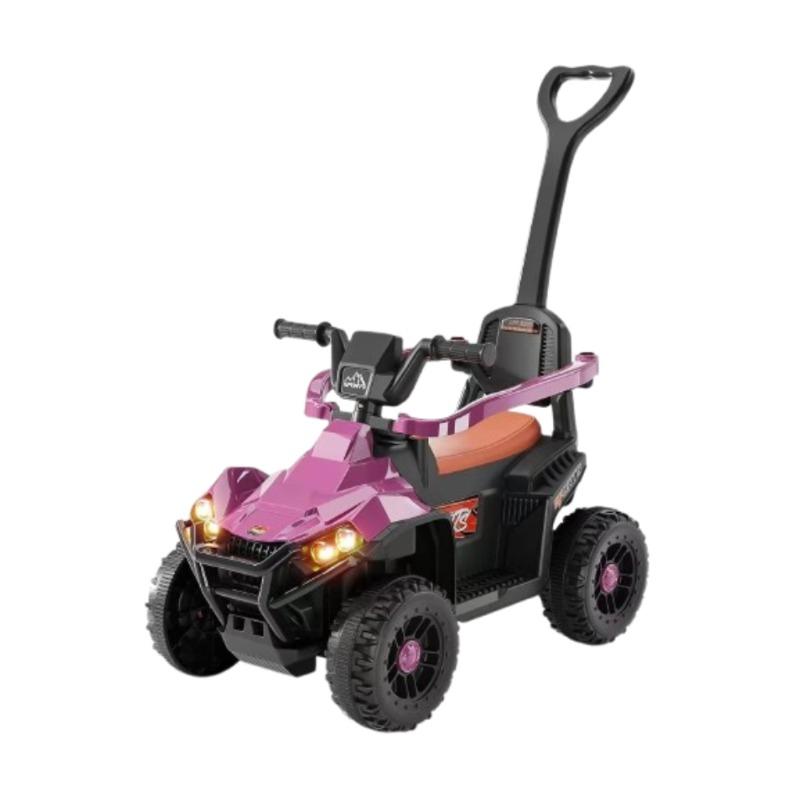 Manual Ride-On Car with Push Bar, Lights & Music