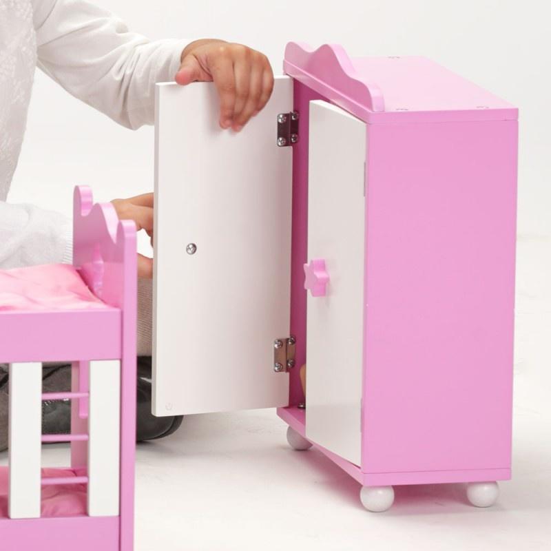 فالكا - دمية ميني بيبي مع مع خزانة ملابس خشبية