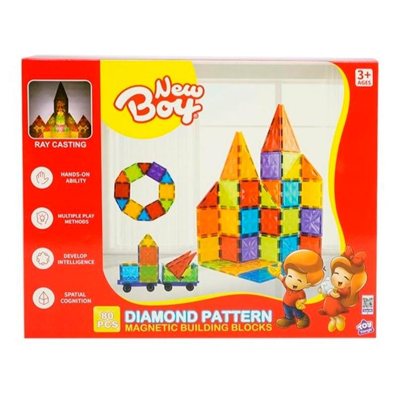 نيو بوي - مجموعة مكعبات البناء المغناطيسية 80 قطعة