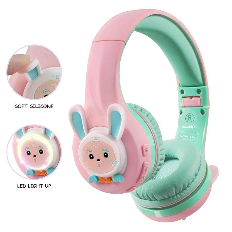 رايبوكس - سماعات بلوتوث علي شكل أرنب - وردي أخضر