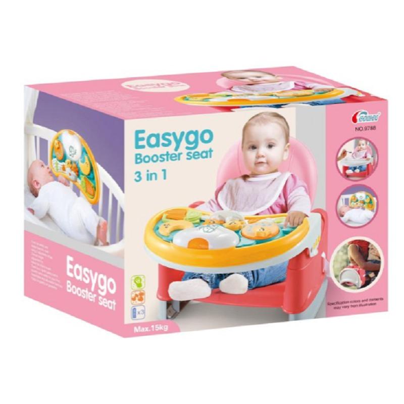 3 In 1 Baby Dining Chair With Music Fiddle - Pink