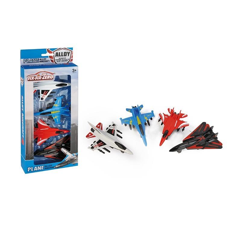 Alloy Combat Aircraft 4 Pcs + Fire Engine Set 6 Pcs Bundle