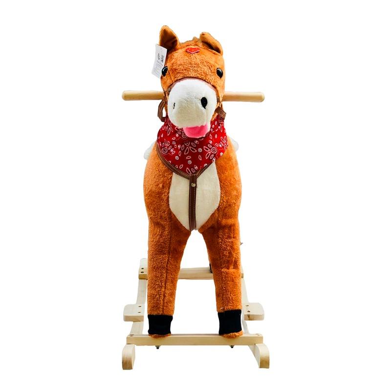 حصان ركوب هزاز قطيفة لون بني