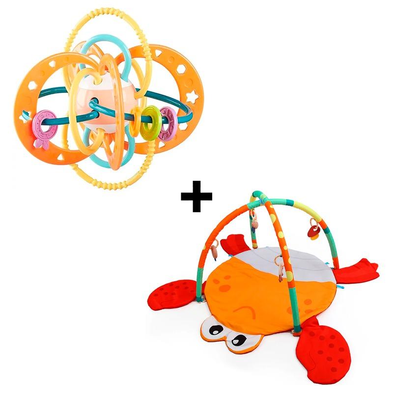 Crab Crawling Mat Fitness Stand + Baby Teether Ball Bundle