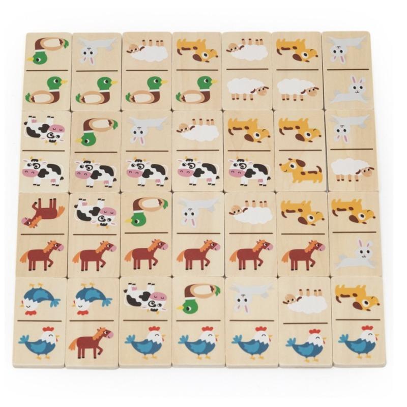 فيجا - لعبة دومينو خشبية 2 في 1 حيوانات وأرقام