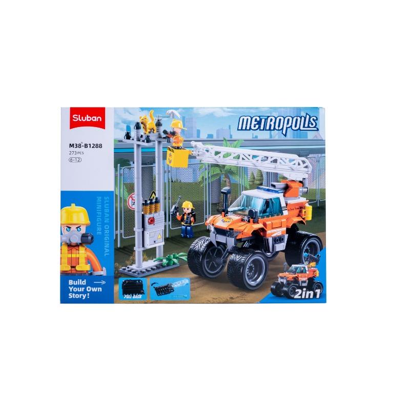 Sluban Rescue Fire Truck Pull-Back Building Set 272 Pieces
