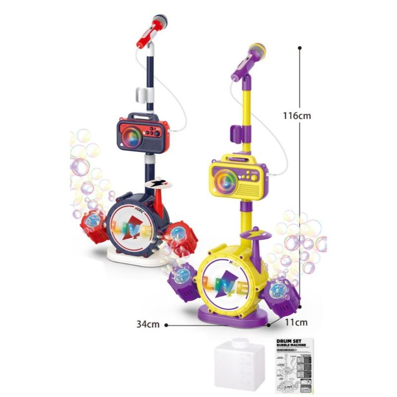 مجموعة طبول جاز مع ميكروفون وماكينة فقاعات – بلوتوث