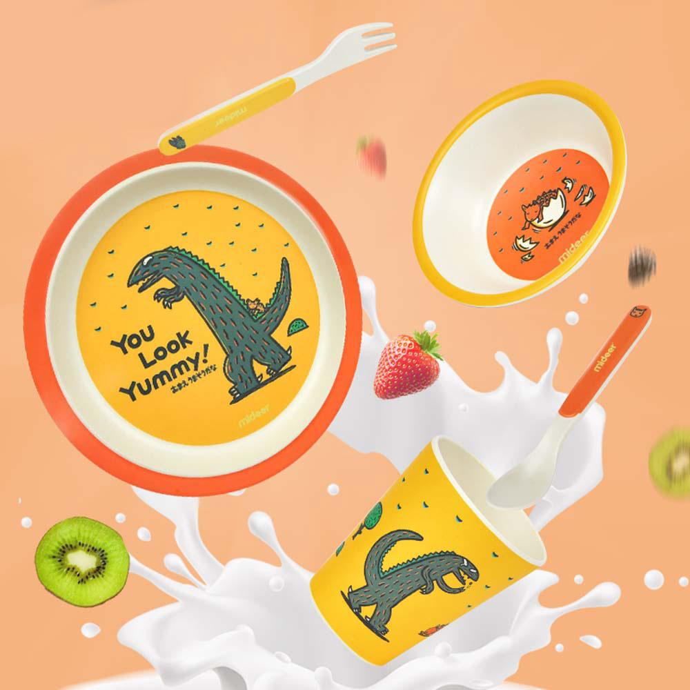 ميدير - طقم أدوات طعام 5 في 1 - تصميم الديناصور