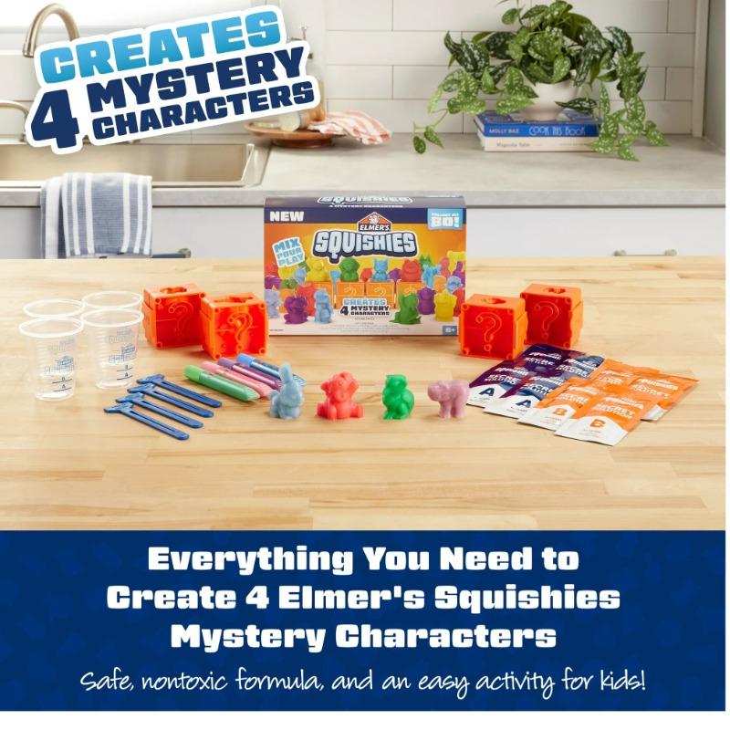 Elmer's Squishies DIY Toy Activity Kit with Mystery 4 Character