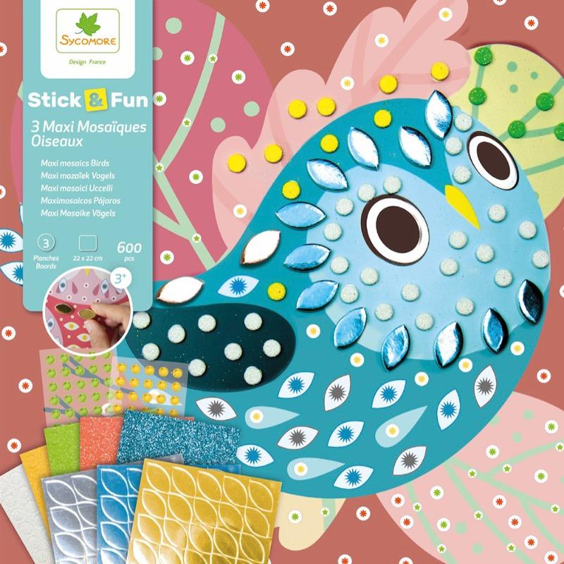 Sycomore Stick & Fun Small 3 Maxi Mosaics - Birds