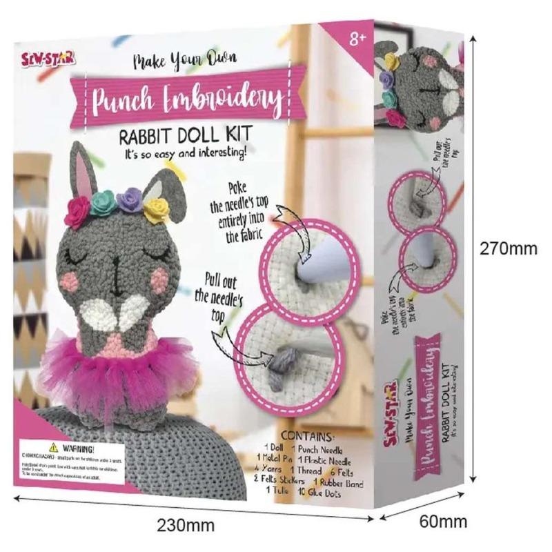 Sew Star Punch Embroidery Rabbit Kit
