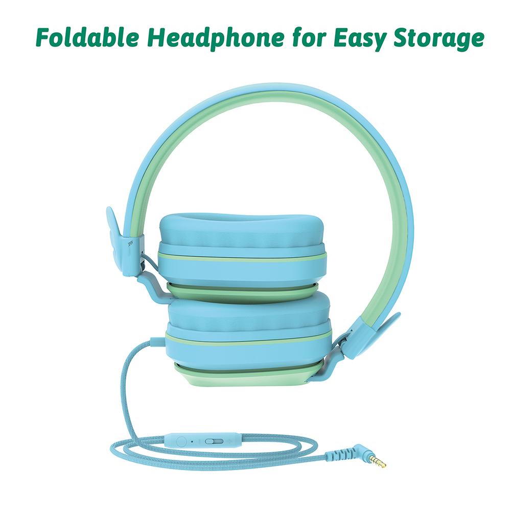 Riwbox Foldable Wired Headphones Blue Green