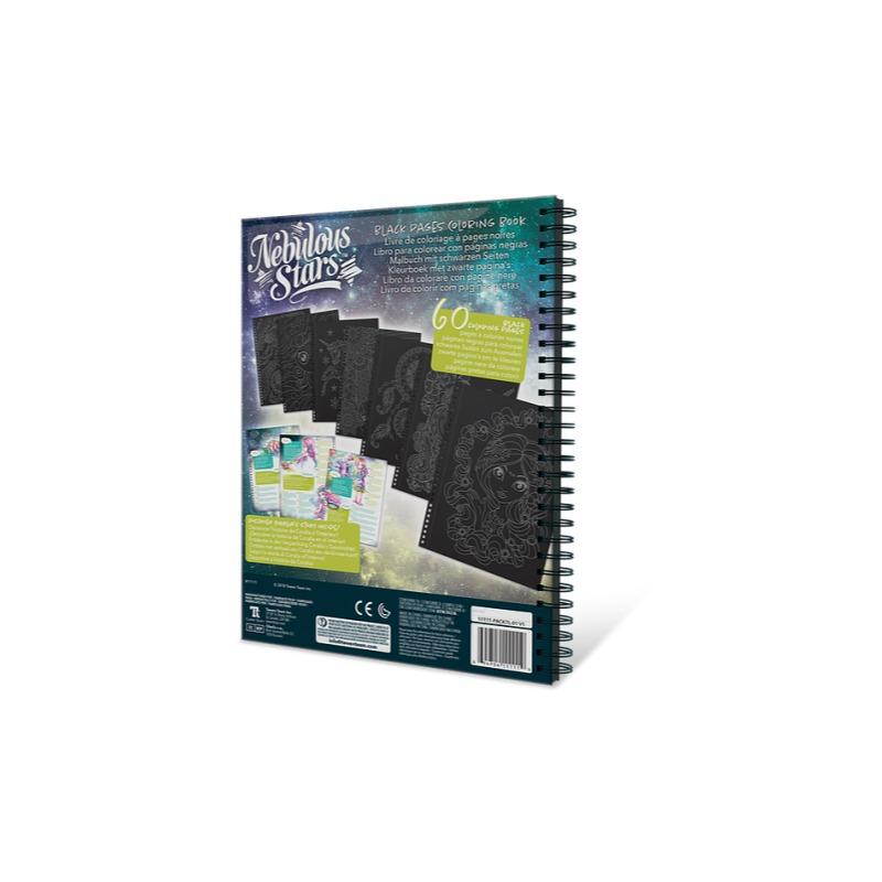 Nebulous Stars Large Black Pages Coloring Book And Neon Ink Gel Pens