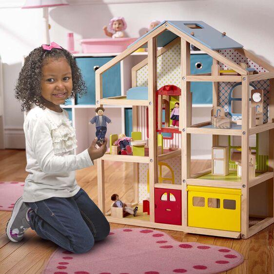 Melissa and Doug Hi-Rise Wooden Dollhouse and Furniture Set
