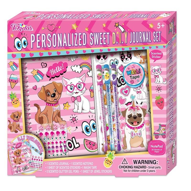 Tokidas Girls Personalized Sweet Journal Set With Puppy Graphics