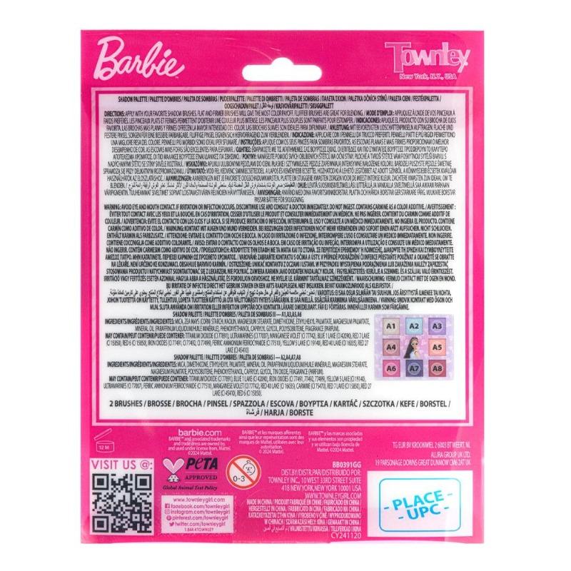 Barbie 8-Well Shimmer Eyeshadow Palette with Brushes for Kids