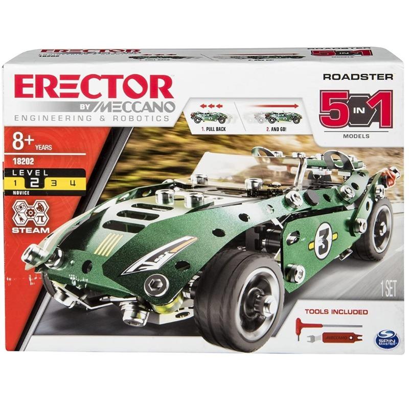 Meccano 5-in-1 Pull Back Car Building Kit - Green