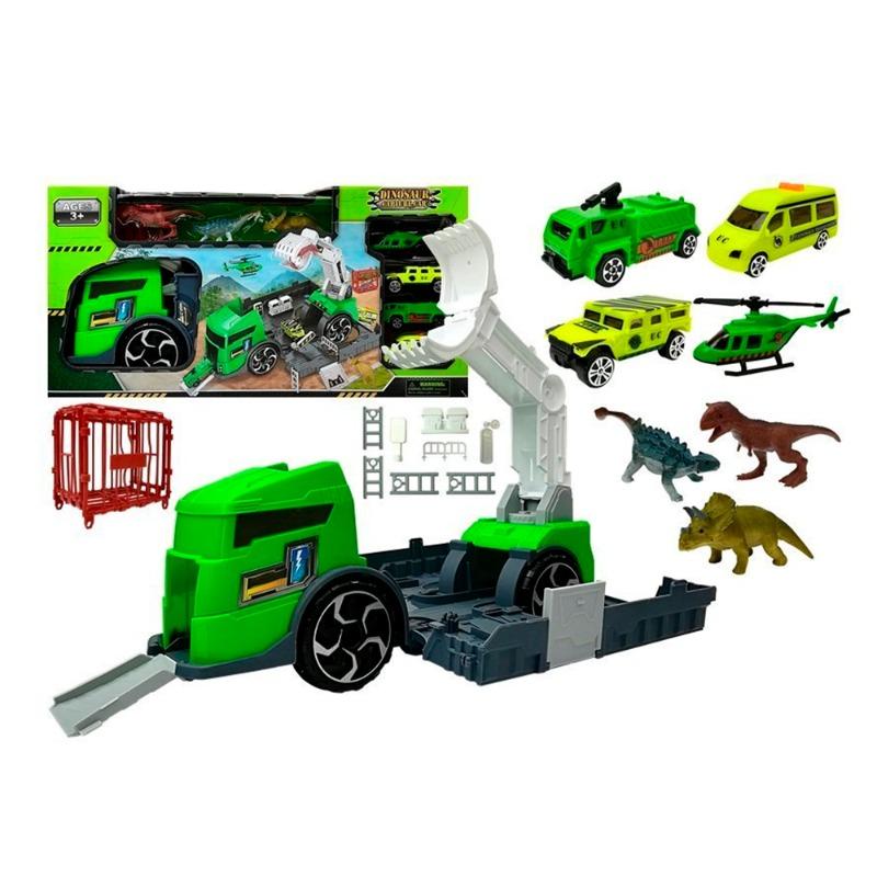 شاحنة نقل وقاعدة مع مجموعة الديناصورات