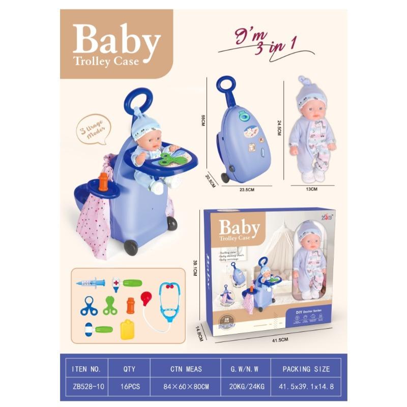 Baby Doll With Trolley Case Set - Multicolor