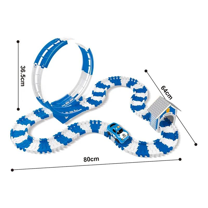 مجموعة بناء المسار مع سيارة شرطة - 160 قطعة