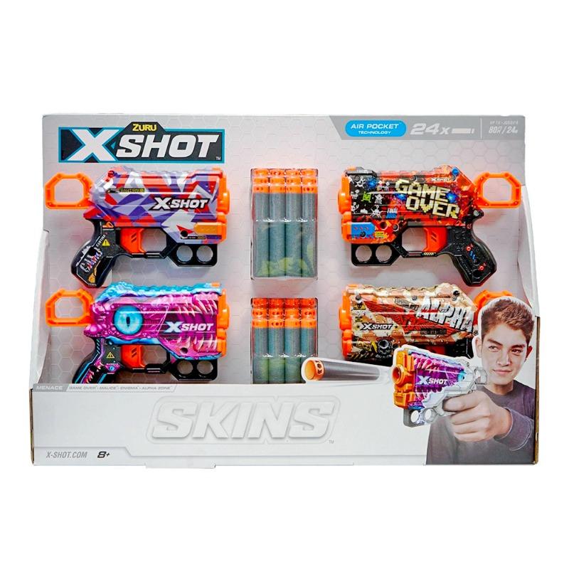 X-Shot Skins Menace 24 Darts 4pk - Multi Color