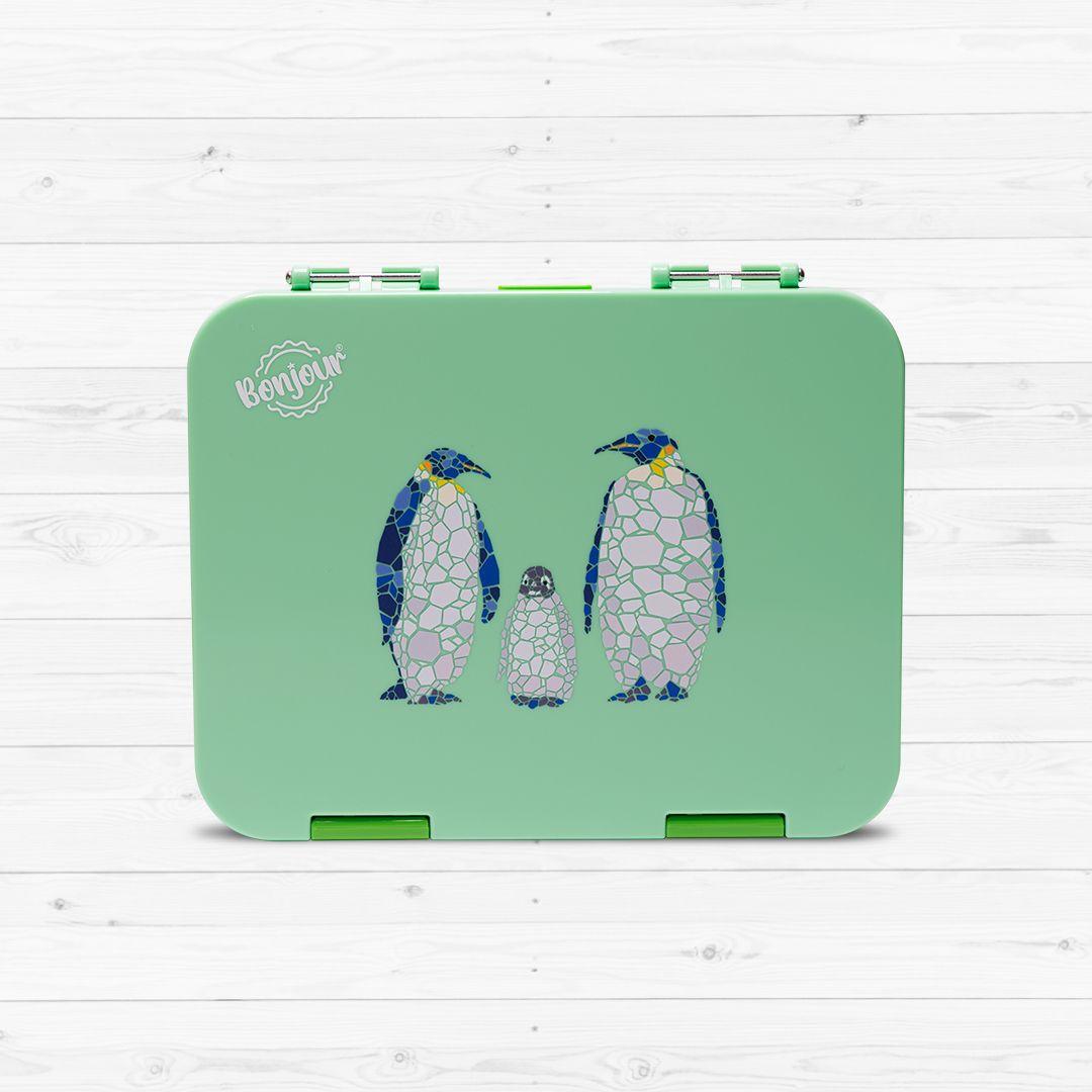 Bonjour Snack Box For Kids - Green Penguin Medium Size