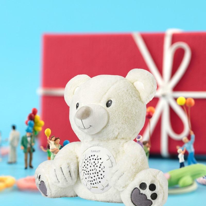 Funmuch 3 in 1 Cuddle Projector Toy - White Bear