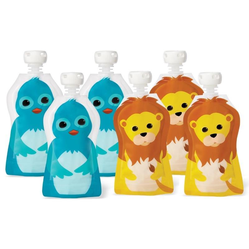 Squooshi Reusable Food Pouches Small Animal - 6 Pack