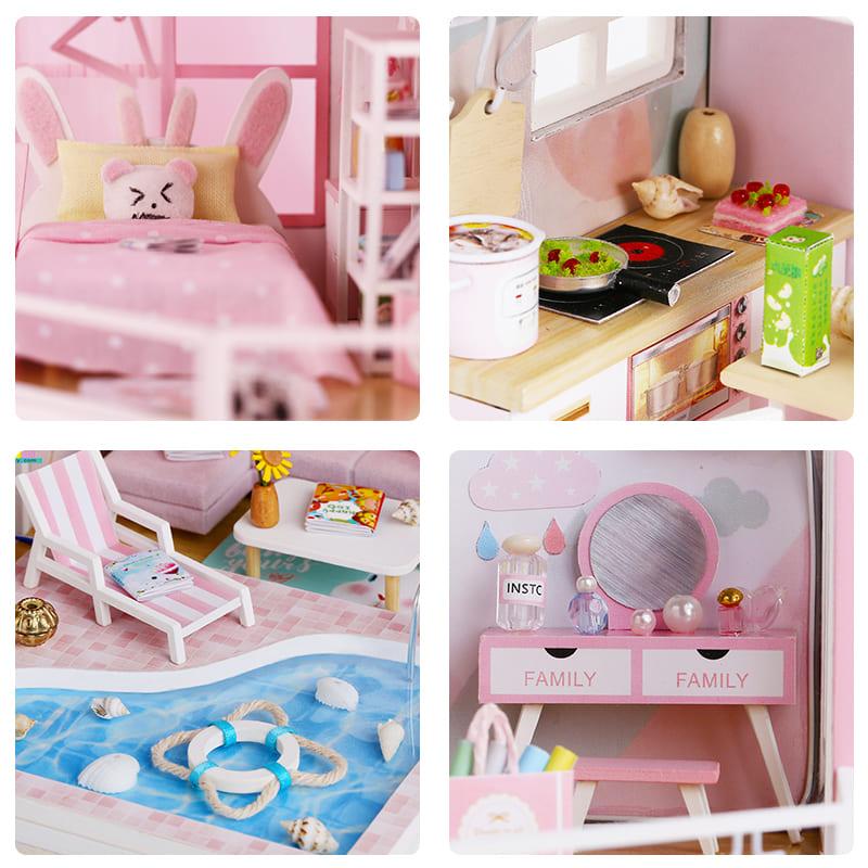 First Love DIY Mini Dollhouse With LED Light Playset