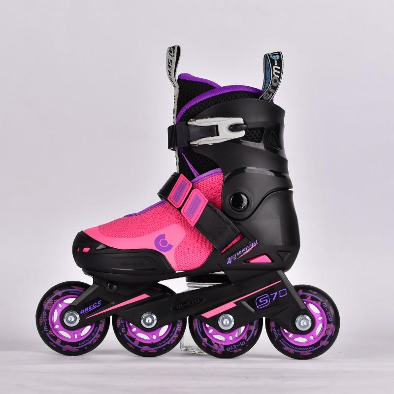 مايكرو ماكسي - حذاء تزلج قابل للتعديل كوزمو بيربل لون أسود و وردي مقاس 31-34