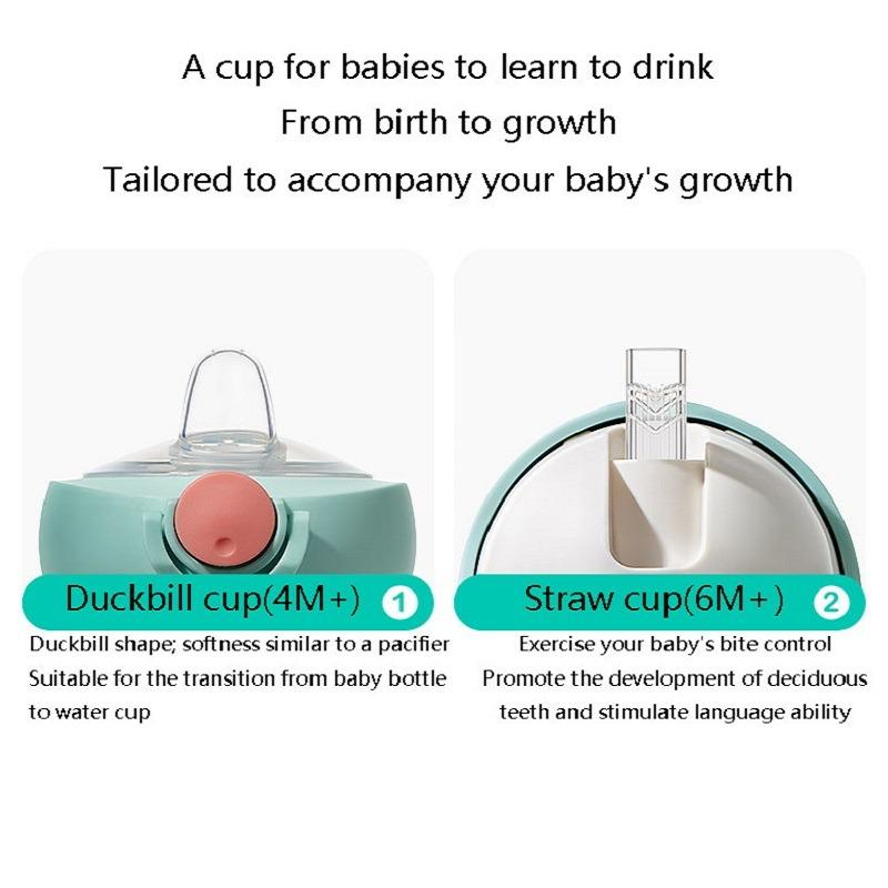 كوب شرب مع مصاصة لون وردي