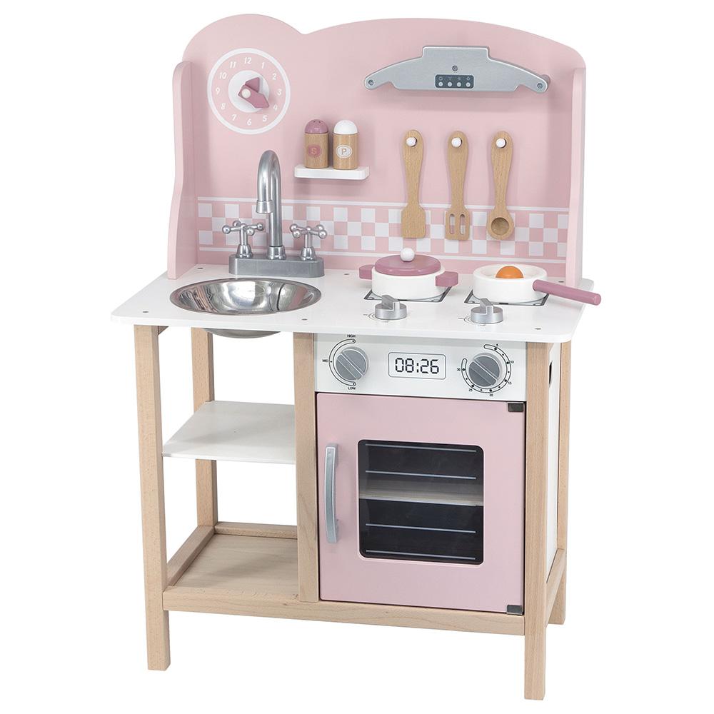 Viga Pink Wooden Kitchen with Accessories