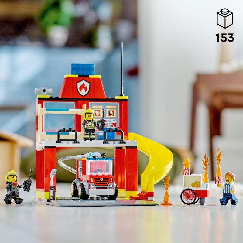 LEGO City Fire Station And Fire Engine Building Toy Set - 153 Pcs