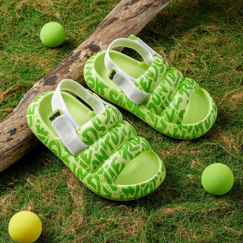 Cheerful Mario Kids Transfer Sandals with Elastic Heel Green