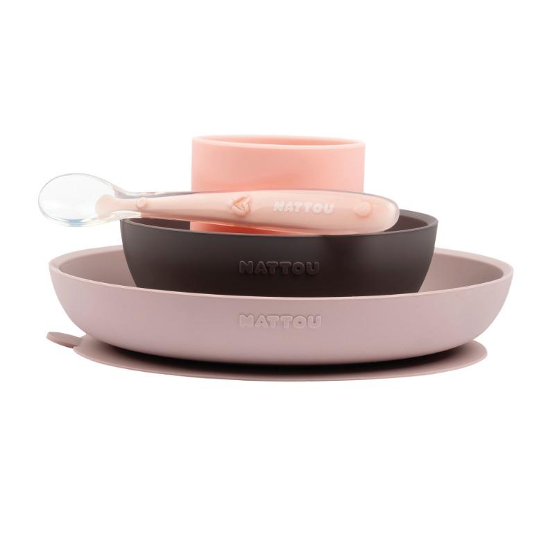 Nattou - Silicone Baby Food Set - pink - Eggplant