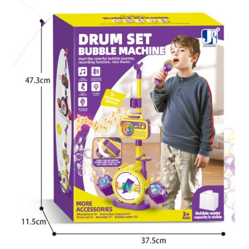 مجموعة طبول جاز مع ميكروفون وماكينة فقاعات – بلوتوث