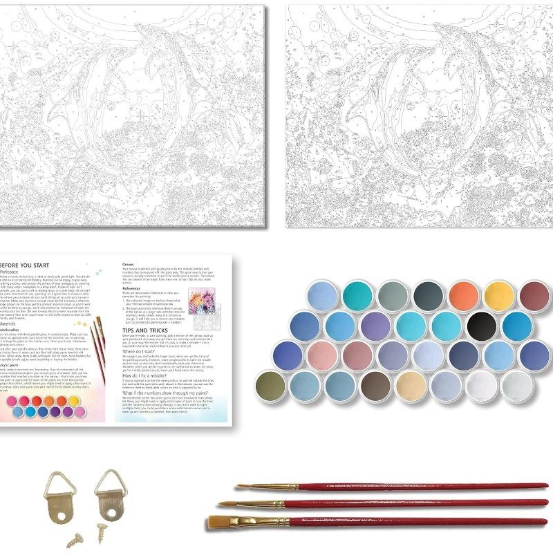 هينكلر - مجموعة طلاء اللوحة القماشية بالأرقام بتصميم الدولفين