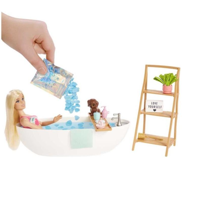 باربي - دمية مجموعة لعب حوض الاستحمام