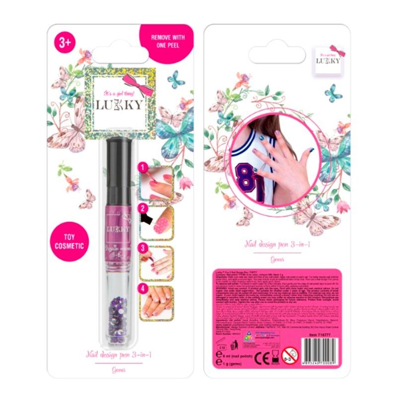 لوكي - قلم تصميم الأظافر 3 في 1 لون قرمزي 6 مل