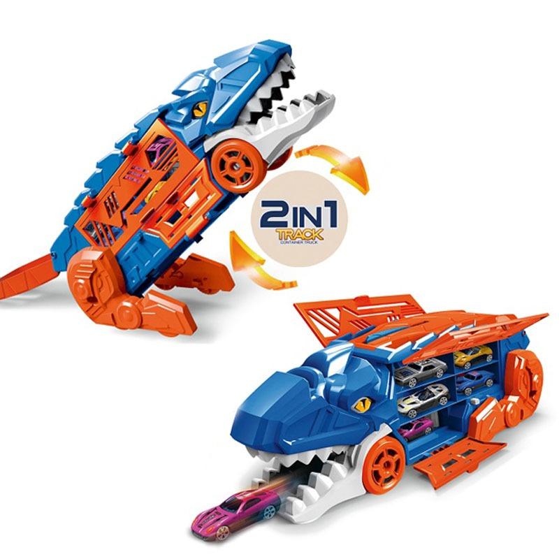 شاحنة الديناصور العملاقة مع 6 سيارات معدنية