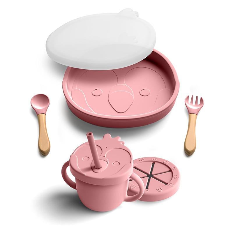 Bimbly Silicone Feeding Set 8 in 1 Pink