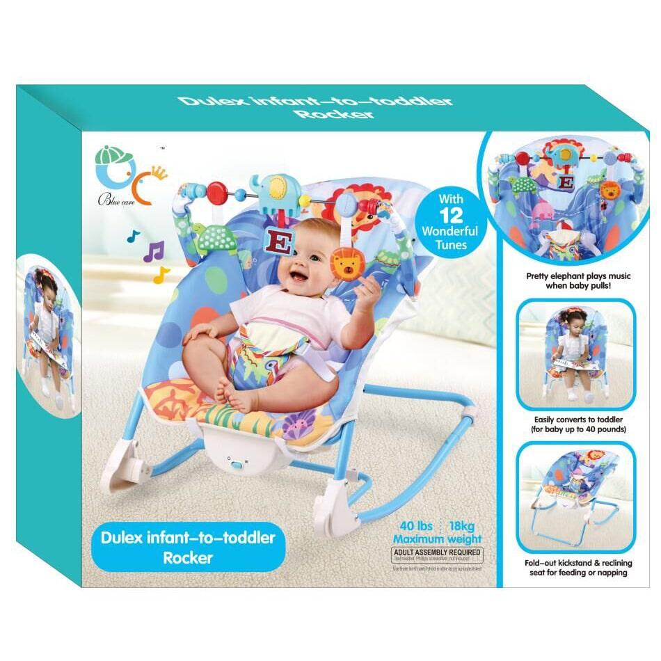 كرسي هزاز للأطفال بموسيقى - أزرق