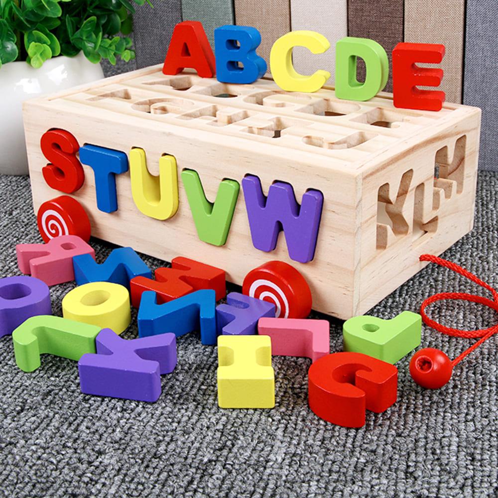 بيلالونا - سيارة سحب الصندوق الخشبي - الحروف الأبجدية