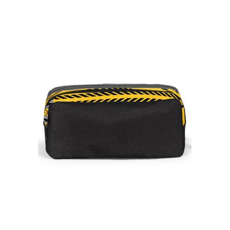 Coral High Kids Yellow Black Robot Patterned Two-Compartment Pencil Bag