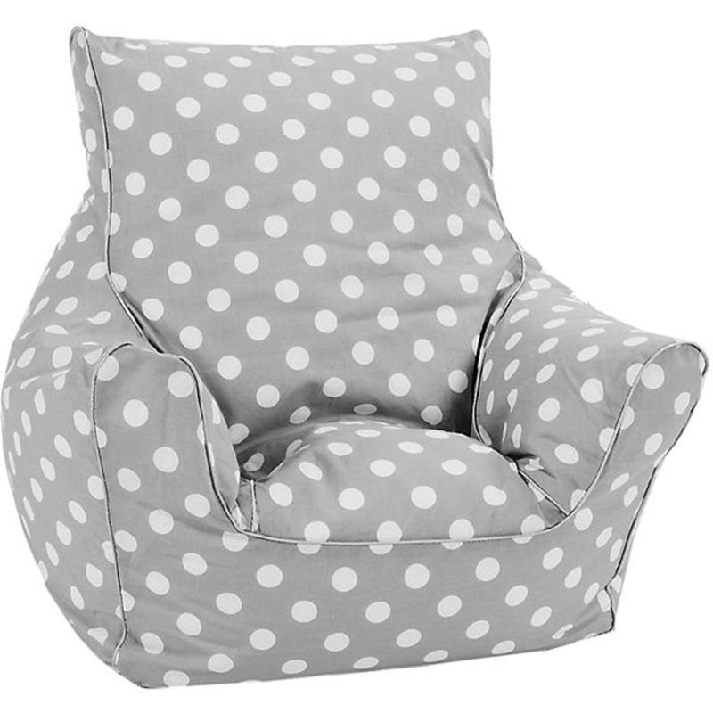 Delsit Bean Chair Grey With Polka Dots