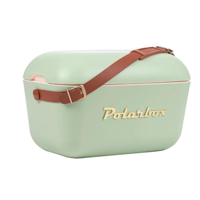 Polarbox Retro Classic Cooler Box – Olive Green with Brown Leather Strap – 12L