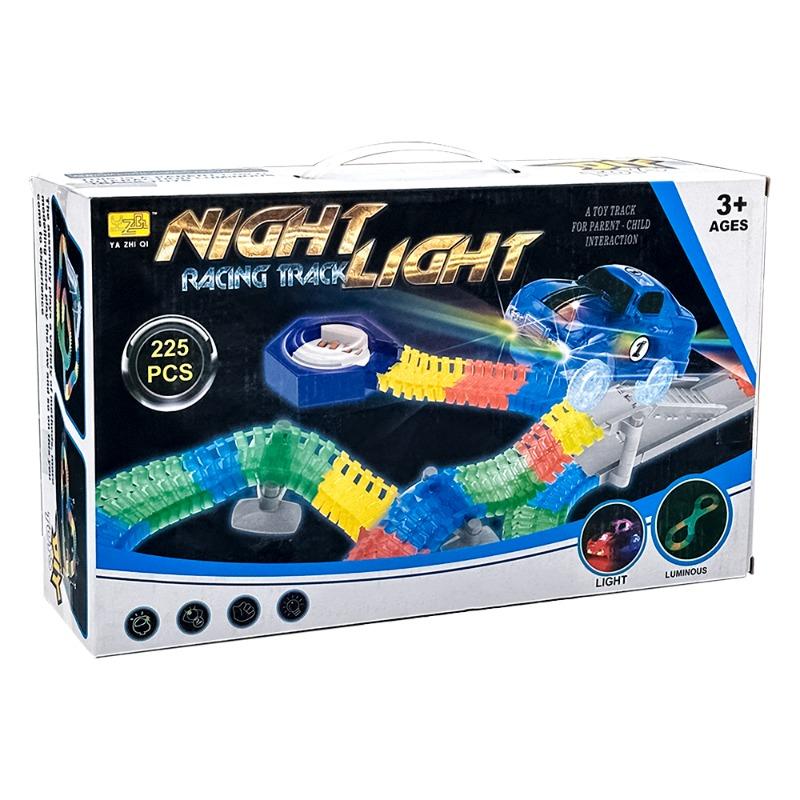 مجموعة بناء مسار نايت ريس تراك لايت - 225 قطعة