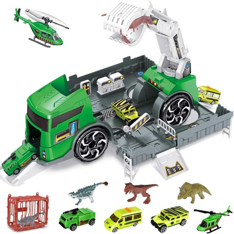 شاحنة نقل وقاعدة مع مجموعة الديناصورات